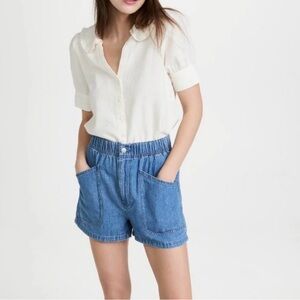 Madewell Linen Blend Peter Pan Collar Shirt